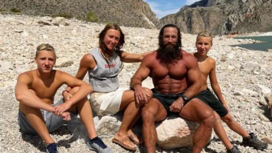 Brian Johnson, known as the Liver King, with his family.