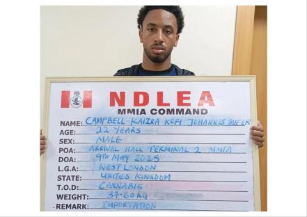 NDLEA arrests 22-year-old British ex-convict with large drug shipment at Lagos airport