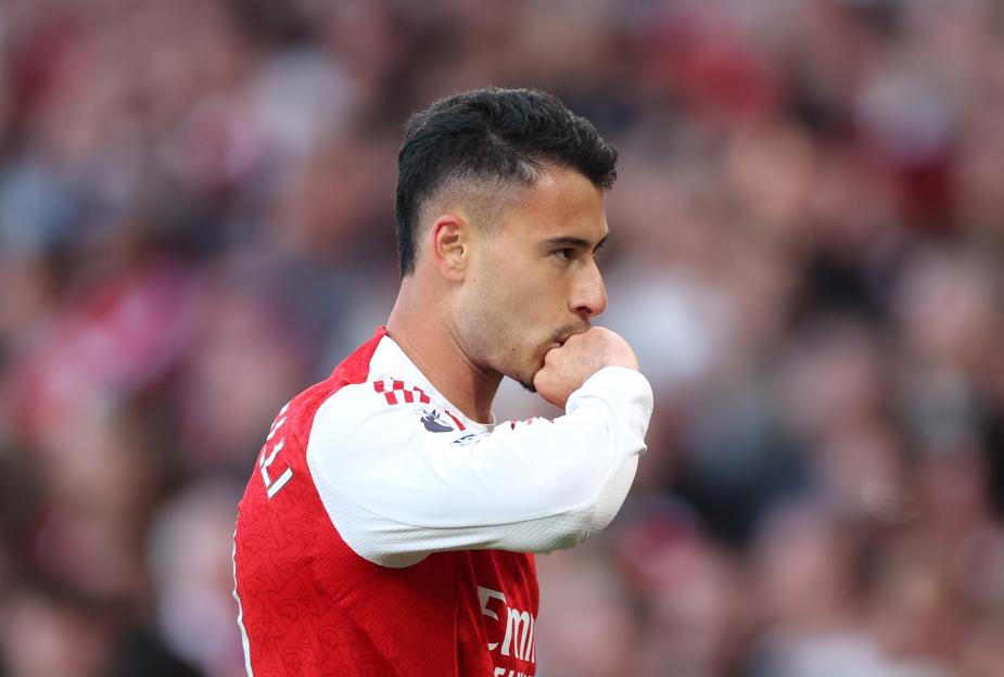 Gabriel Martinelli of Arsenal celebrating scoring a goal.