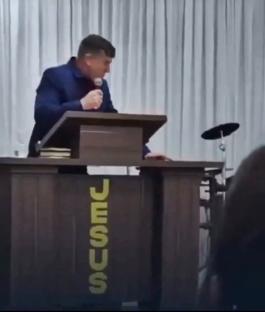 Pastor collapsing during a sermon.