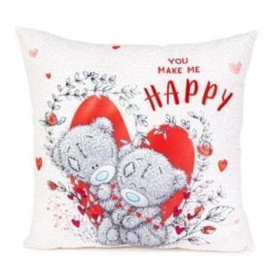 Illustration of a cushion featuring two Me to You bears and a heart, with the text