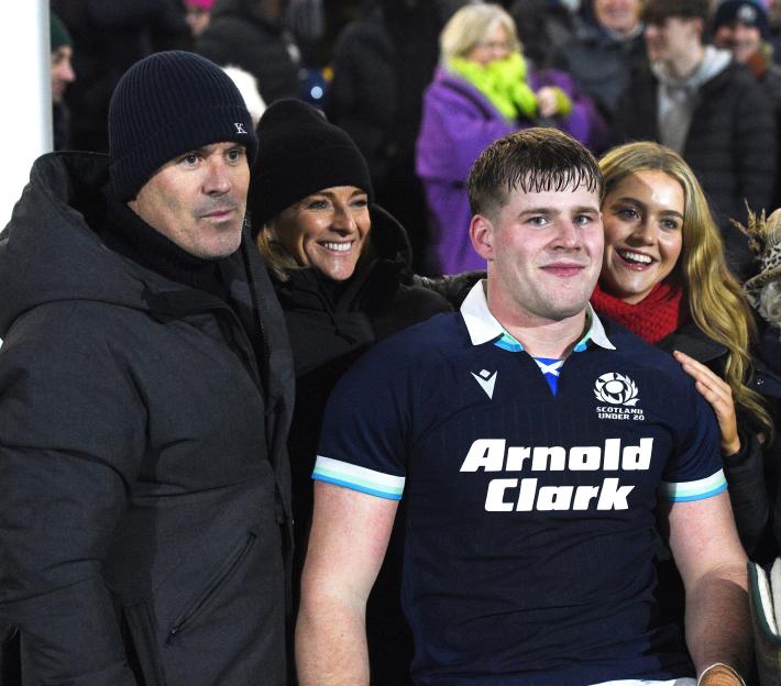 The Logan family celebrates Reuben Logan's debut for the Scotland U20 rugby team.