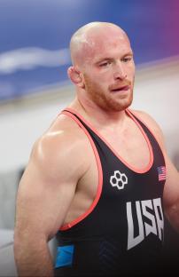 Kyle Snyder, a US wrestler, in competition.