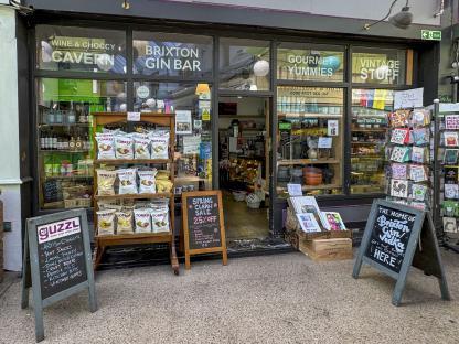 Shop exterior in Brixton Village market.