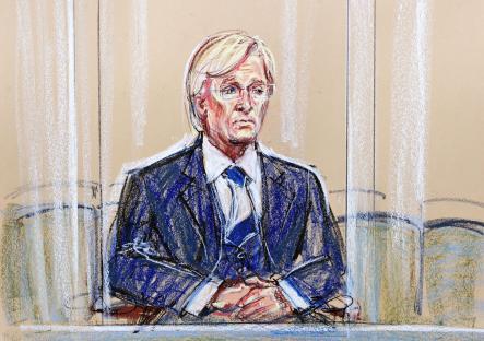 Illustration of Bill Roache in Preston Crown Court.