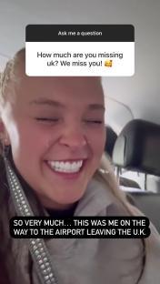 JoJo Siwa video expressing sadness about leaving the UK.