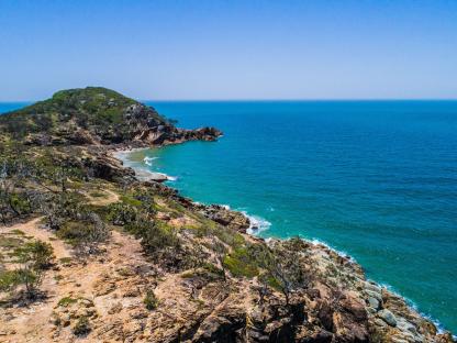 Aerial view of Bustard Bay in Queensland, Australia.