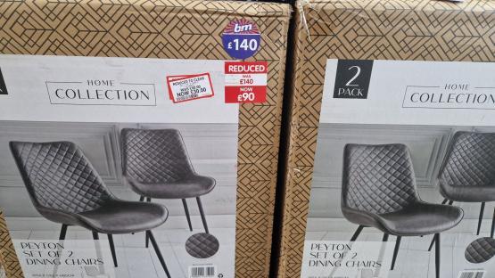 Two boxes of Peyton dining chairs; reduced price.