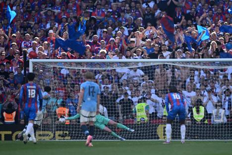 Crystal Palace goalkeeper saving a penalty.