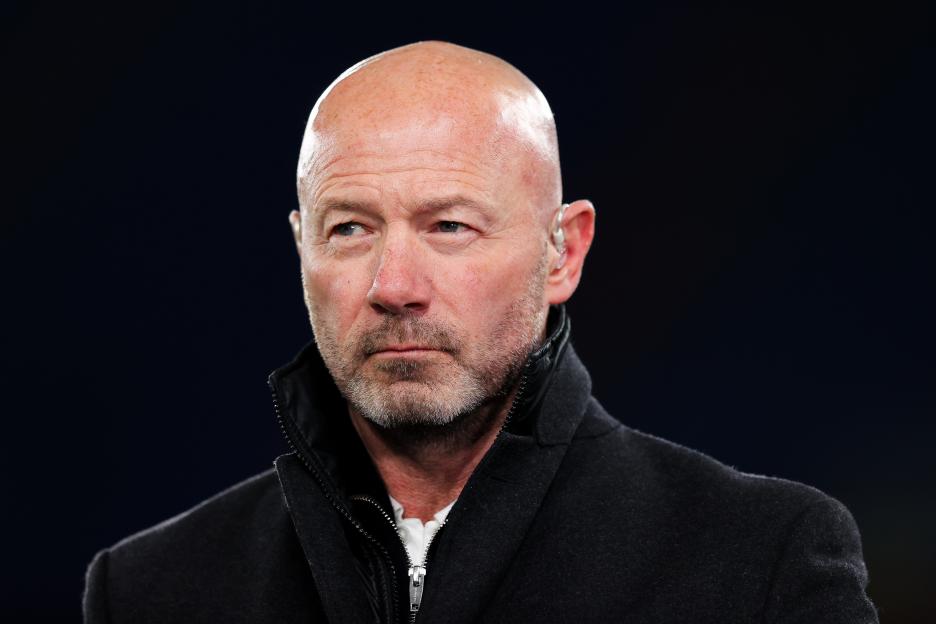 Alan Shearer, Amazon Prime Video pundit, at a soccer match.