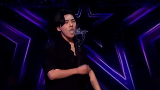 Eden Choi on Britain's Got Talent exhaling smoke.