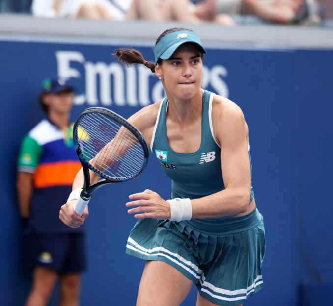 Sorana Cirstea playing tennis at the US Open.