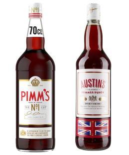 Pimm's No. 1 Cup and Austin's Classic Summer Punch bottles.