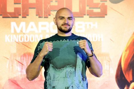 RIYADH, SAUDI ARABIA - MARCH 04: Roman Fury poses for a photo during the Grand Arrivals at Boulevard World, Greek World on March 04, 2024 in Riyadh, Saudi Arabia. (Photo by Richard Pelham/Getty Images)
