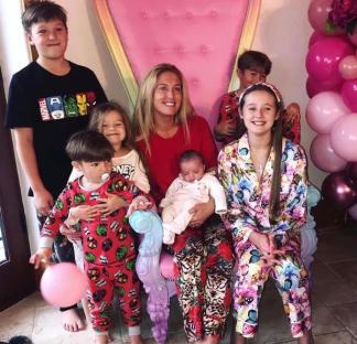 Paris Fury with her children.