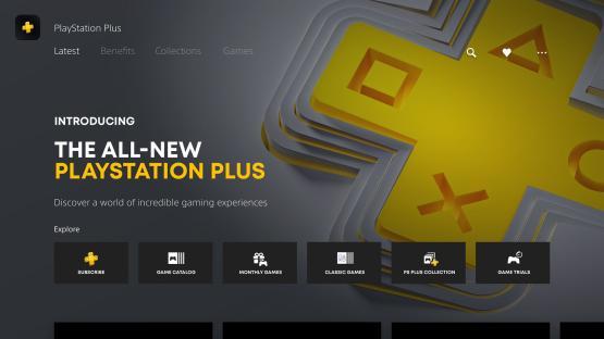 PlayStation Plus homepage showcasing subscription benefits.