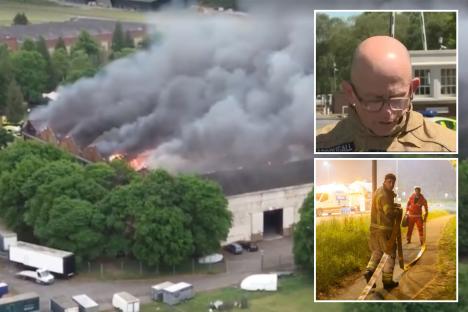 Firefighters and local man killed in horrific blaze at former RAF base are named as chief fights back tears over tragedy