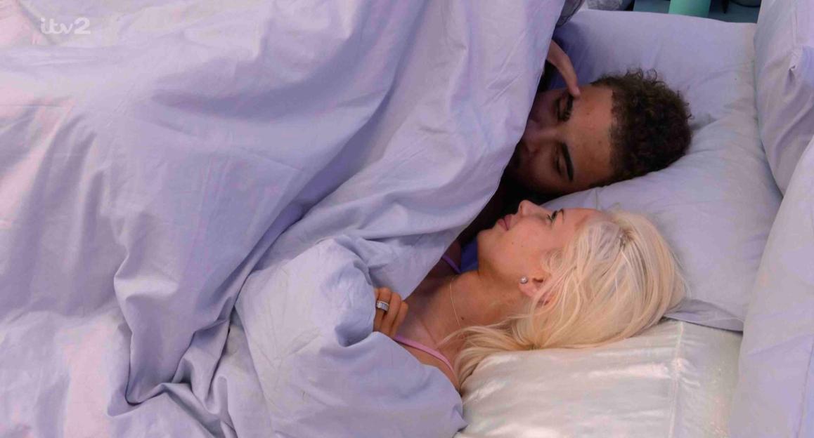 Marcus and Elsa in bed on Big Brother.