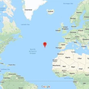 Map showing location in the North Atlantic Ocean.