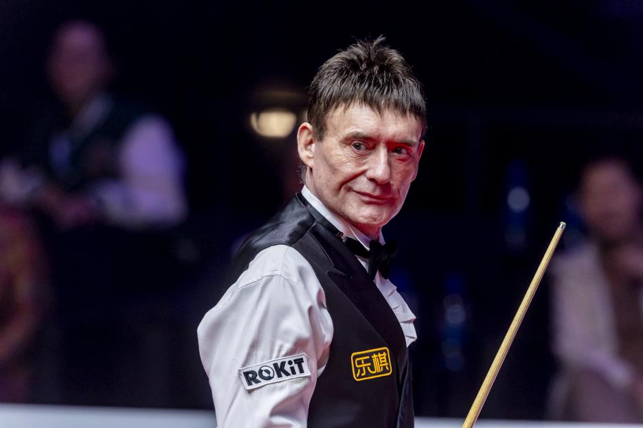 Jimmy White of England at a snooker match.