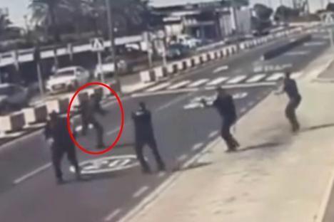 Horror moment knifeman is shot dead at top Brit holiday airport after threatening terrified tourists and lunging at cops