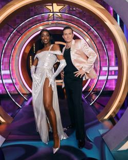 AJ Odudu and Will Best on the set of Celebrity Big Brother.