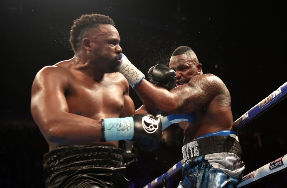 Dillian Whyte (right) boxing Dereck Chisora during their WBC World Heavyweight Title Eliminator at the Manchester Arena.