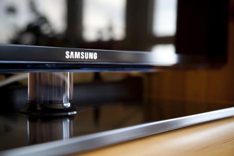 Close-up of a Samsung LED TV.