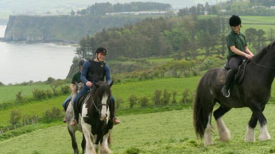 Matt Baker horseback riding in the UK.