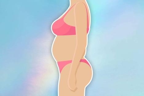 Illustration of a woman's body showing abdominal fat.