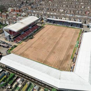 Aerial view of Blundell Park, Grimsby Town's stadium.