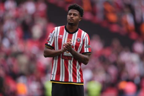 Rhian Brewster of Sheffield United at Wembley Stadium.