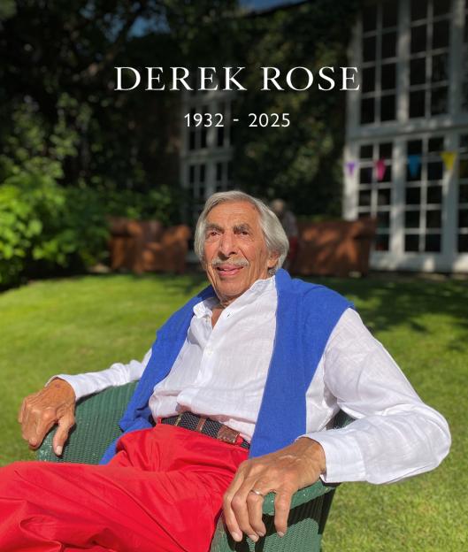 Photo of Derek Rose (1932-2025) sitting outdoors.