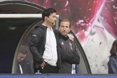 Harry Kane reacts during a soccer match.