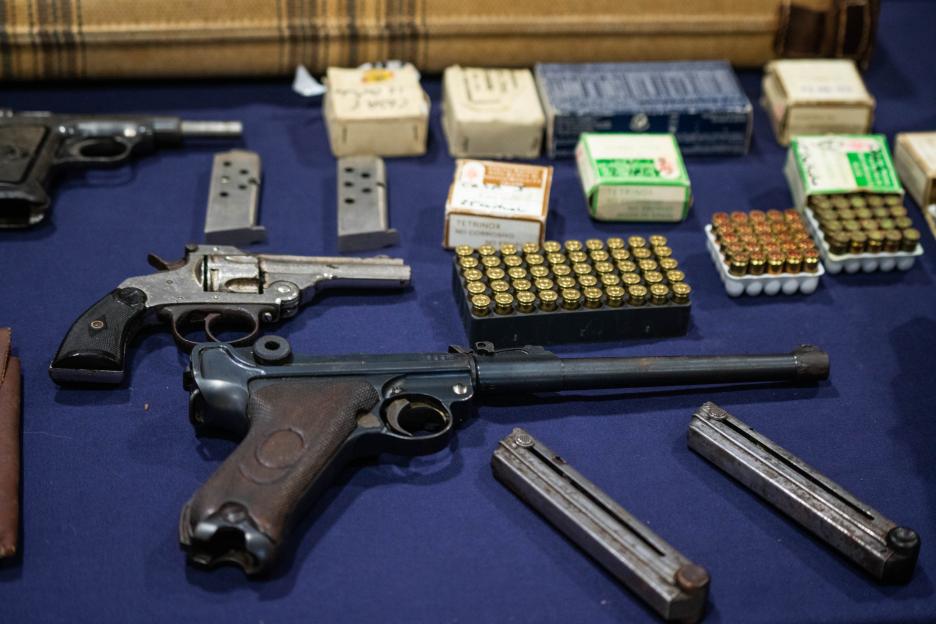 Seized firearms and ammunition.