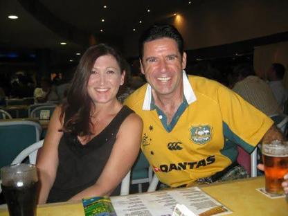 Graeme Davidson and his wife Jacqueline at a restaurant.