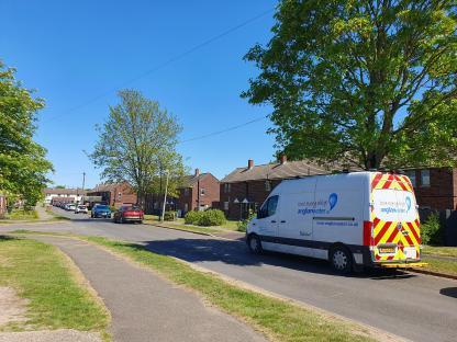 Anglian Water van parked on Elm Road, Marham.
