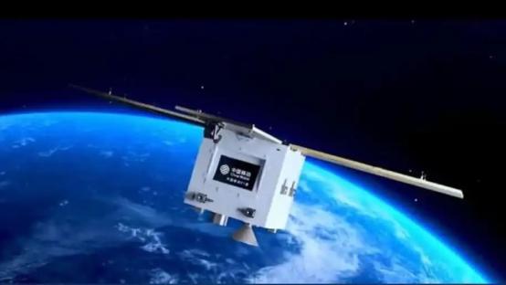 Illustration of a Chinese satellite in orbit performing AI large-model tests.