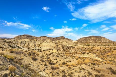 Tabernas desert mountains in Almeria, Spain.
