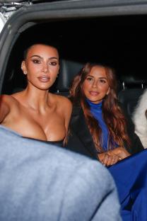 Kim Kardashian and Eva Longoria leaving a boat.