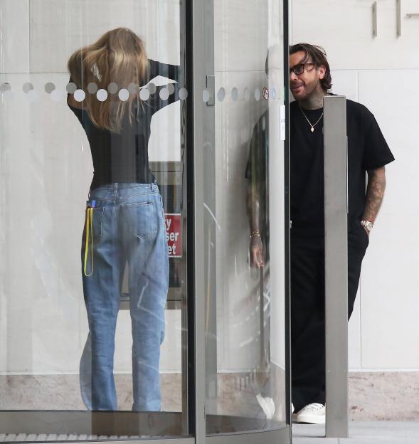 Pete Wicks and Olivia Attwood outside a recording studio in London.