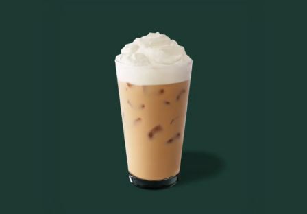 Iced White Chocolate Mocha with whipped cream.