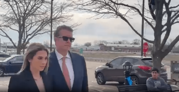 Watch ‘perv’ teacher Christina Formella arrive at court with husband by her side…as she’s accused of molesting teen boy