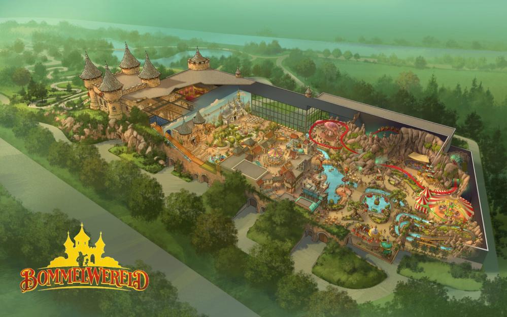 Illustration of Bommelwereld theme park in the Netherlands.