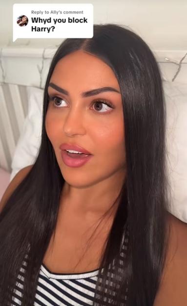 Woman explaining why she blocked Harry on TikTok.
