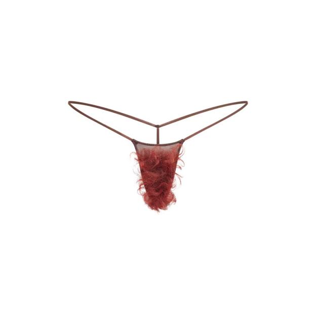 Kim Kardashian's Skims thong with faux fur pubic hair.