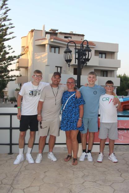 The Rainey family including Boyd, Darren, Stephanie, Jack, and Oscar on vacation.