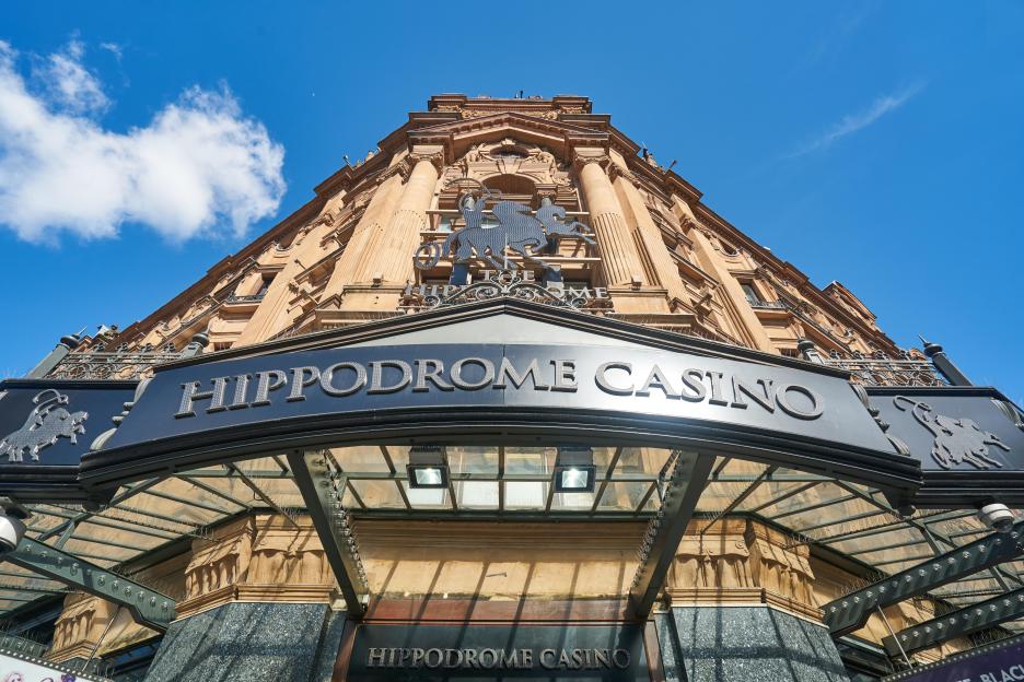 The exterior of the Hippodrome Casino in London.