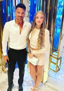 Peter Andre with his daughter and wife.