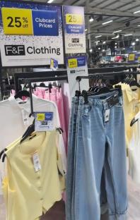 Tesco F&F clothing sale: 25% off Clubcard prices.